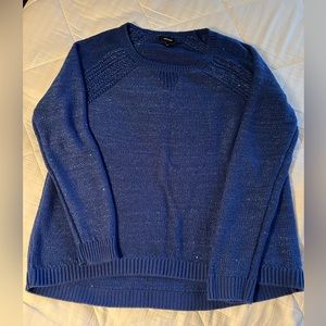 DKNY JEANS. Sparkly holiday sweater in a royal blue with metallic thread!